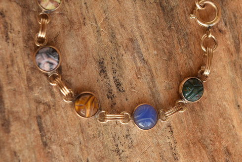 Tiny Round Scarab Bracelet - 12K Gold Filled